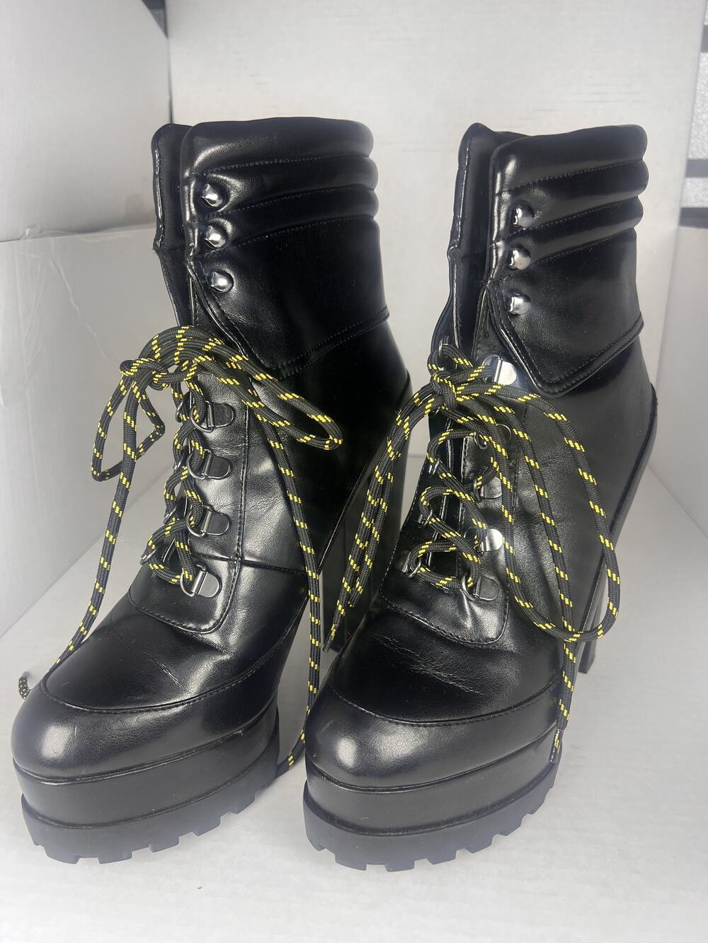 Women's Goth Y2K Platform Ankle Boots Chunky Block Heel Lace Up Grunge Punk 9.5M